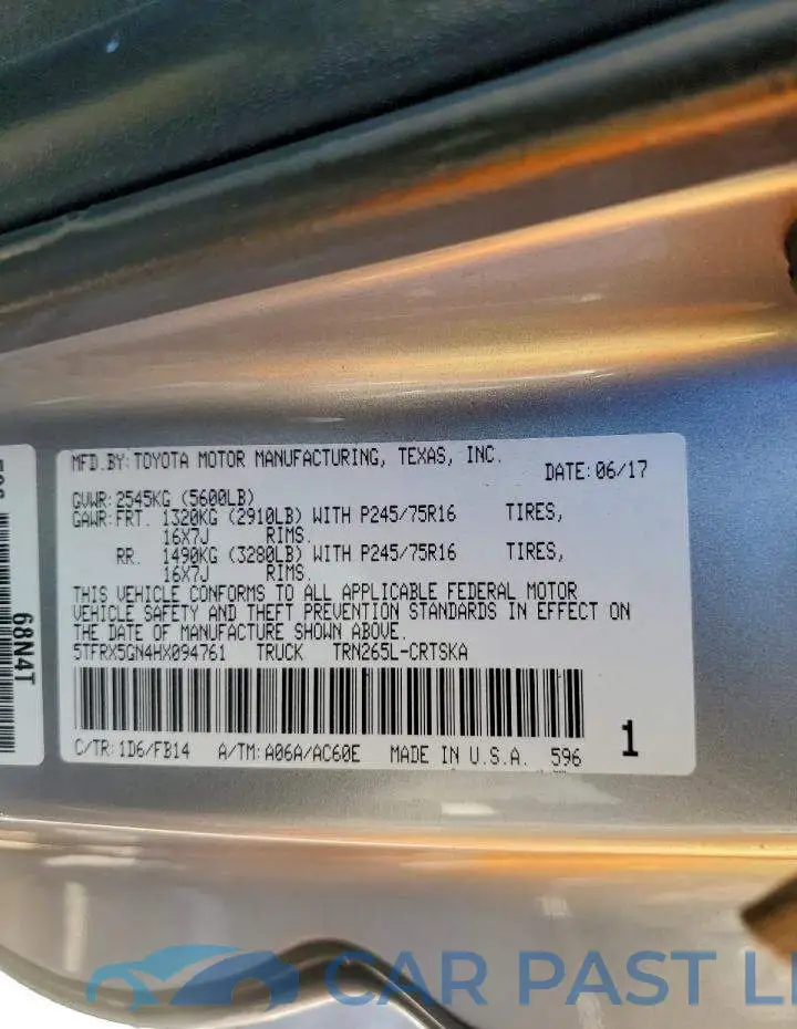 5TFRX5GN4HX094761# 13