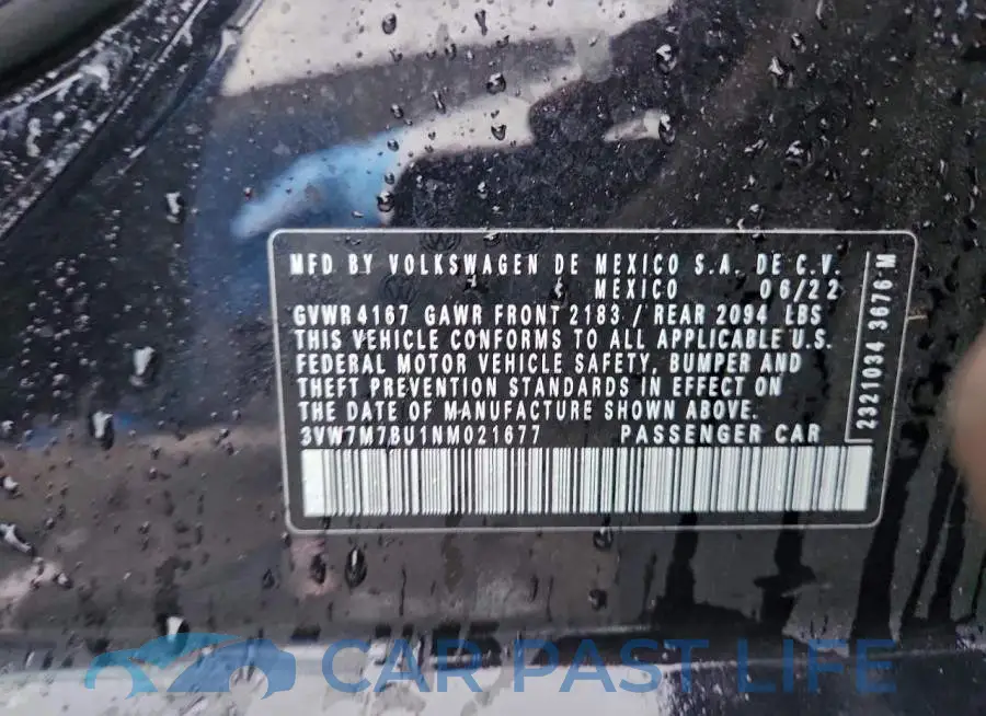 3VW7M7BU1NM021677# 12