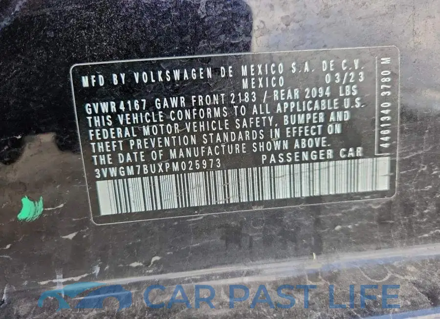 3VWGM7BUXPM025973# 12
