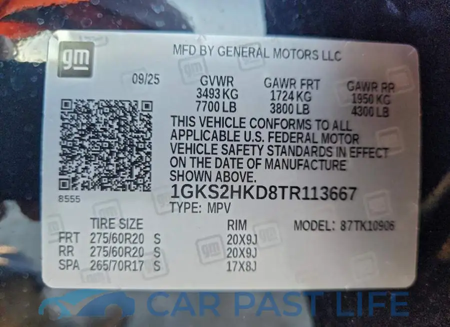 1GKS2HKD8TR113667# 13