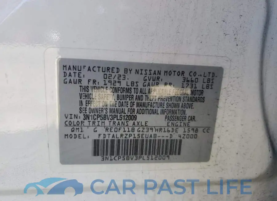 3N1CP5BV3PL512009# 13