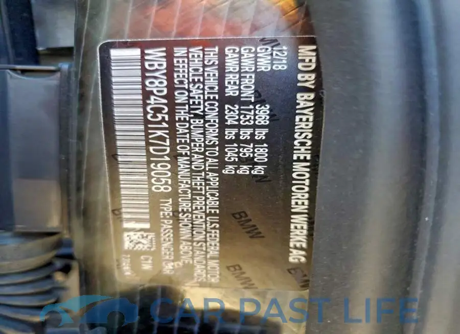 WBY8P4C51K7D19058# 13
