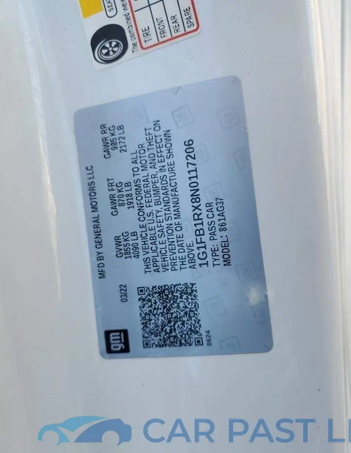 1G1FB1RX8N0117206# 12