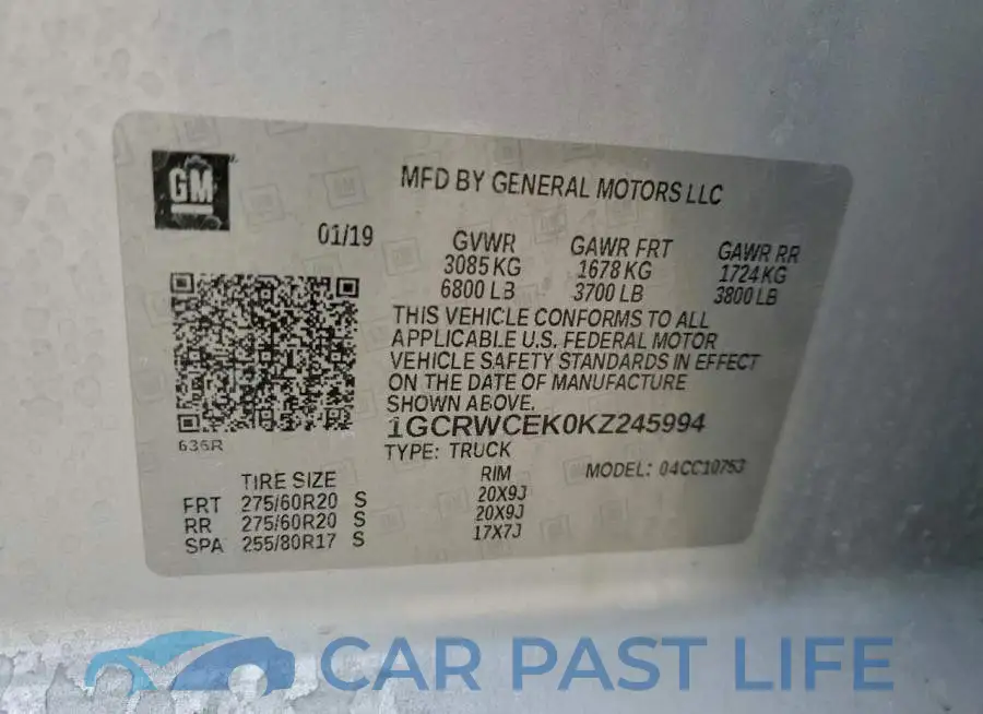 1GCRWCEK0KZ245994# 12