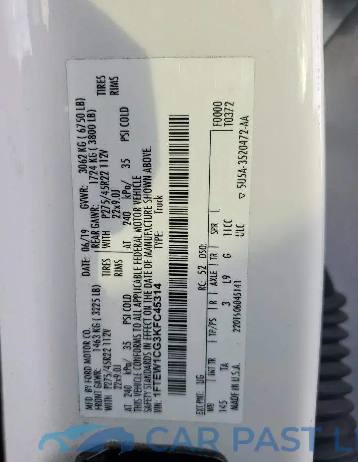 1FTEW1CG3KFC45314# 12