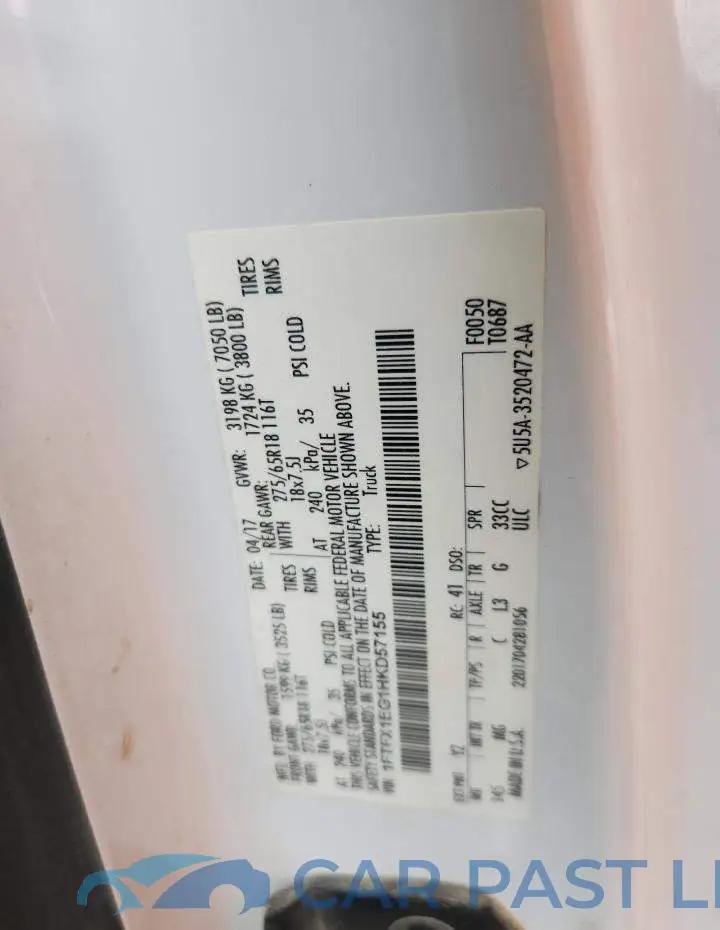 1FTFX1EG1HKD57155# 12