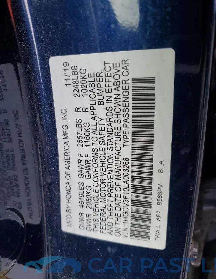 1HGCV3F10LA003268# 13