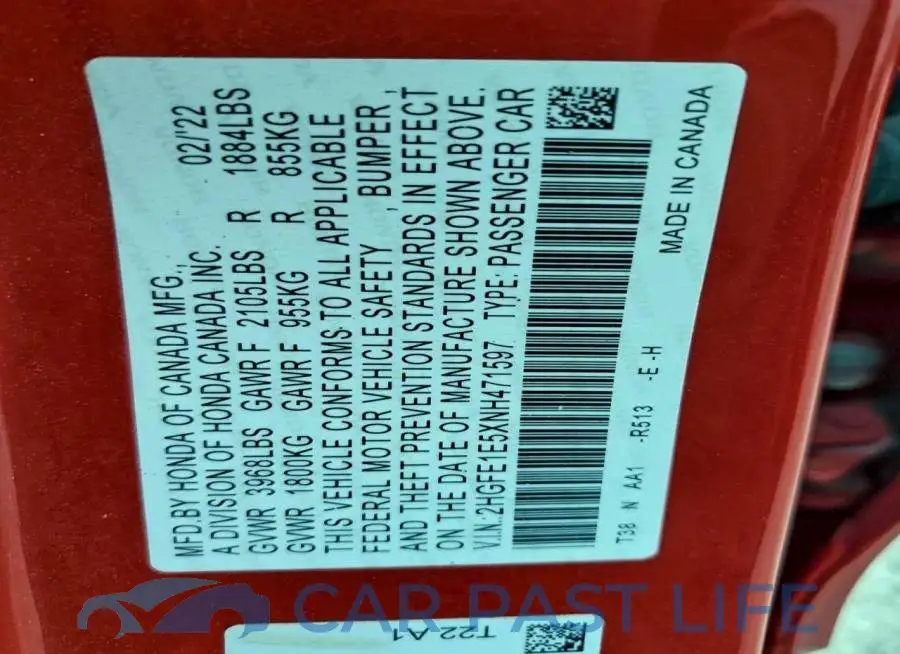 2HGFE1E5XNH471597# 12