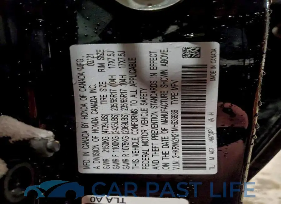 2HKRW2H21MH636989# 13