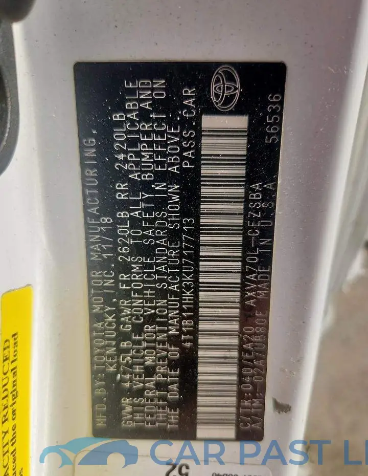 4T1B11HK3KU717713# 12