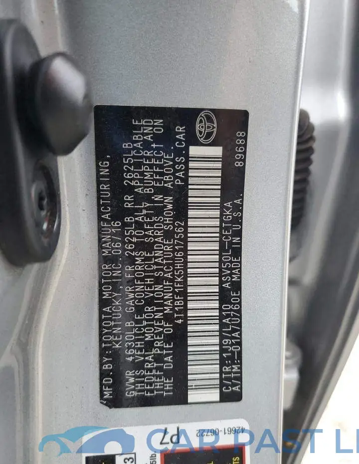 4T1BF1FK5HU617562# 12