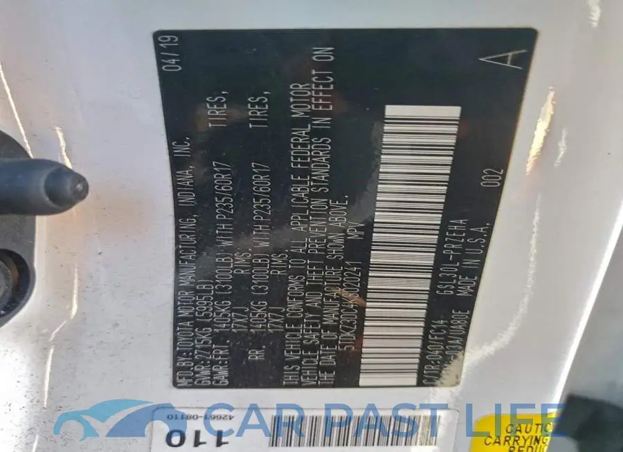 5TDKZ3DC4KS020241# 12