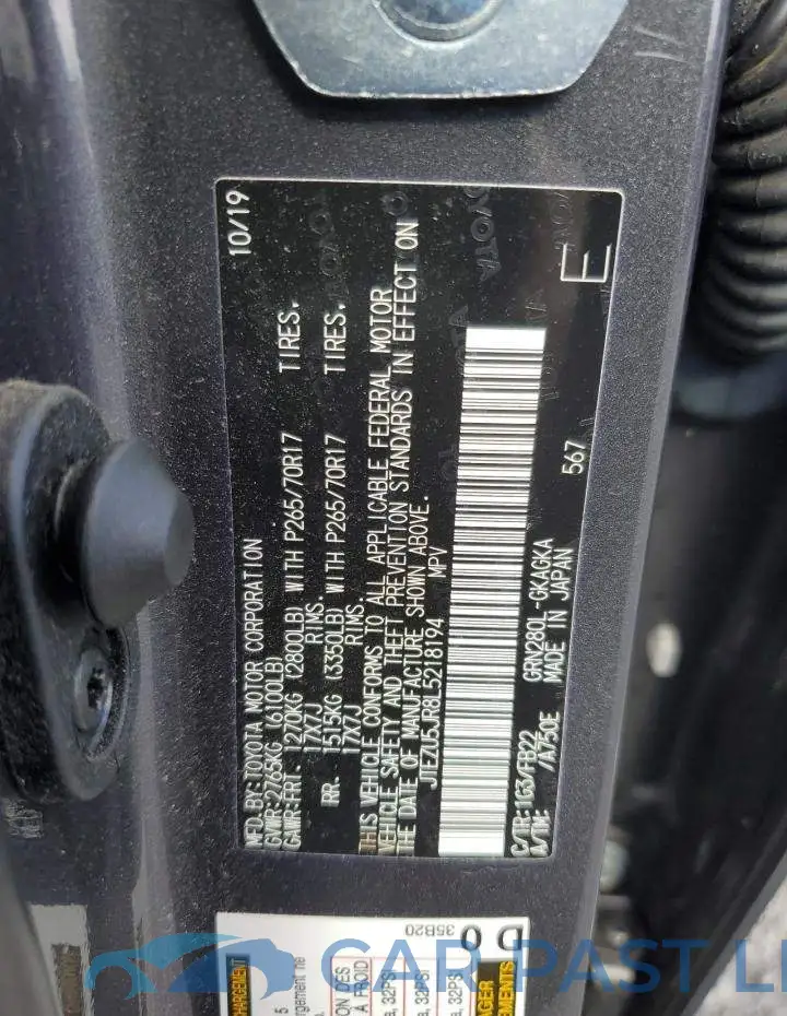 JTEZU5JR8L5218194# 12