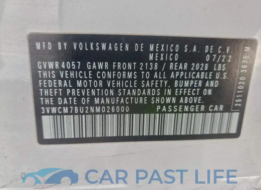 3VWCM7BU2NM026000# 12