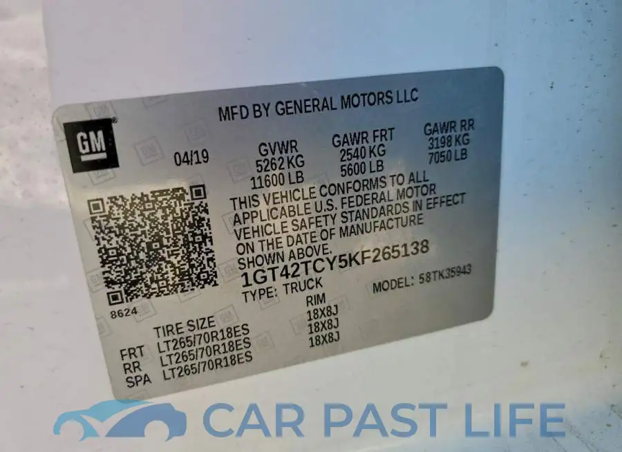 1GT42TCY5KF265138# 12
