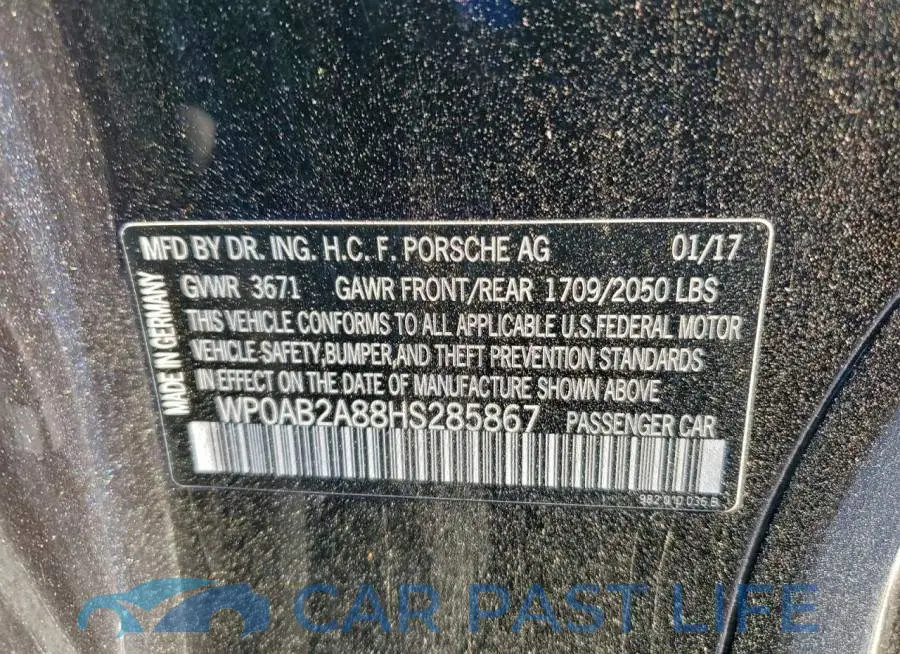 WP0AB2A88HS285867# 12