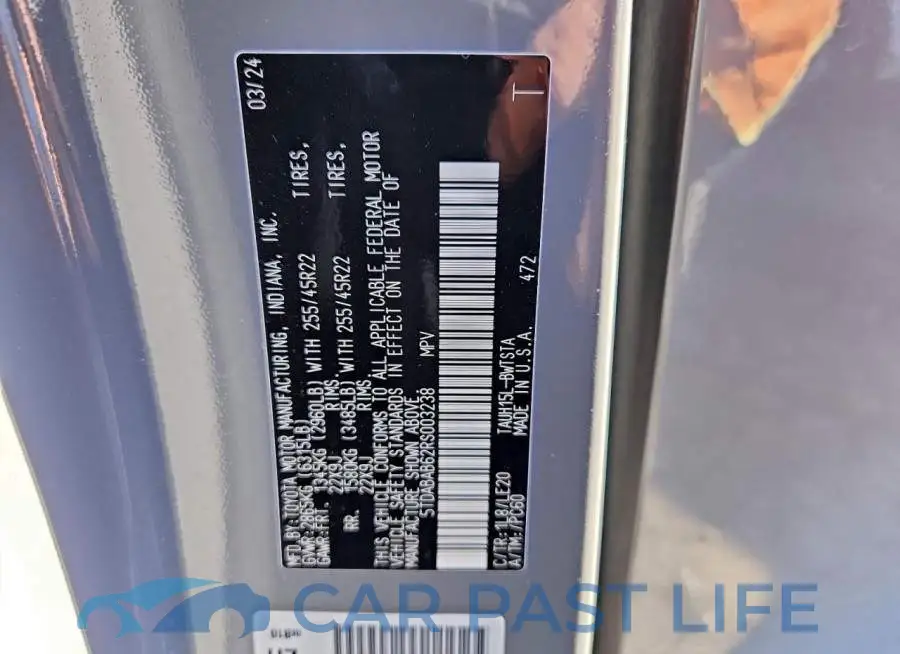 5TDABAB62RS003238# 13