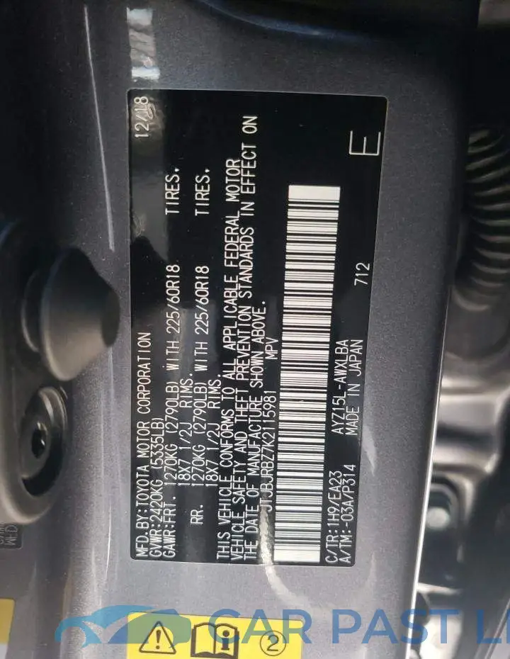JTJBJRBZ7K2115981# 14