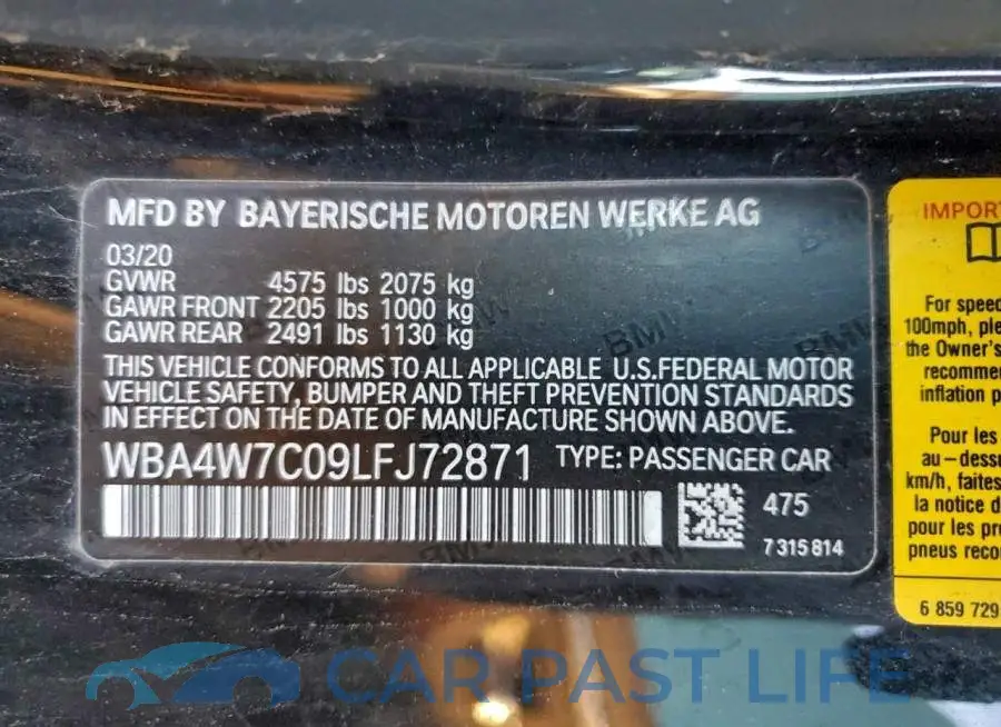 WBA4W7C09LFJ72871# 13