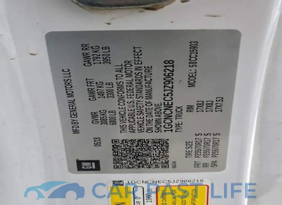 1GCNCNEC5JZ906218# 12