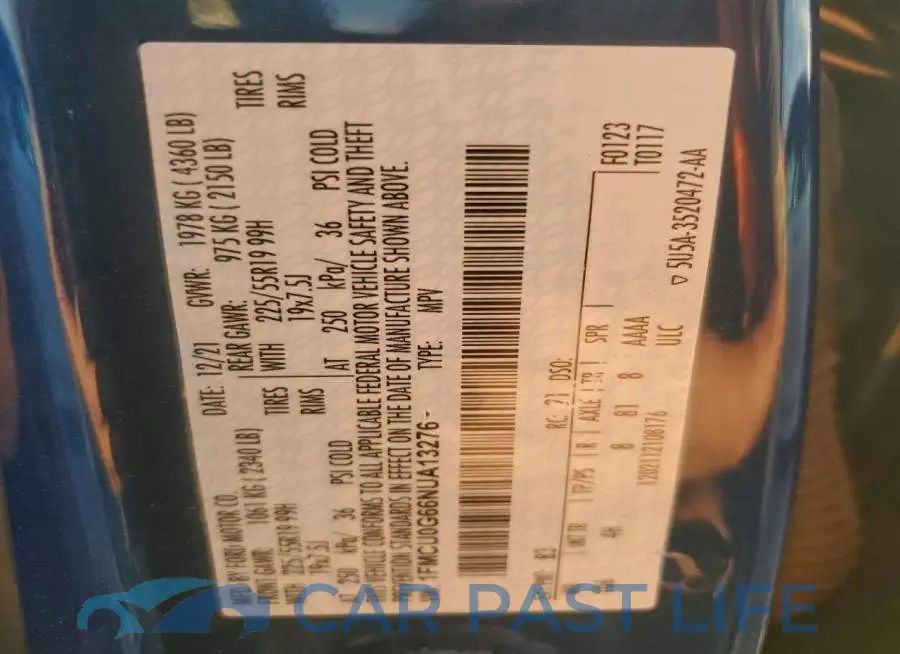 1FMCU0G66NUA13276# 13