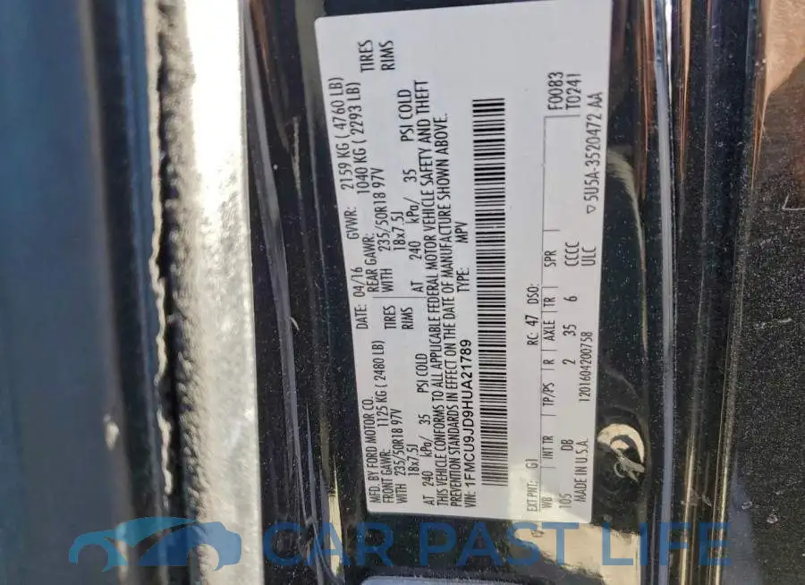 1FMCU9JD9HUA21789# 14