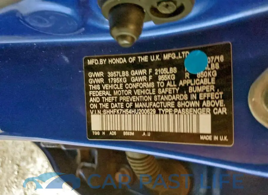 SHHFK7H54HU200629# 12