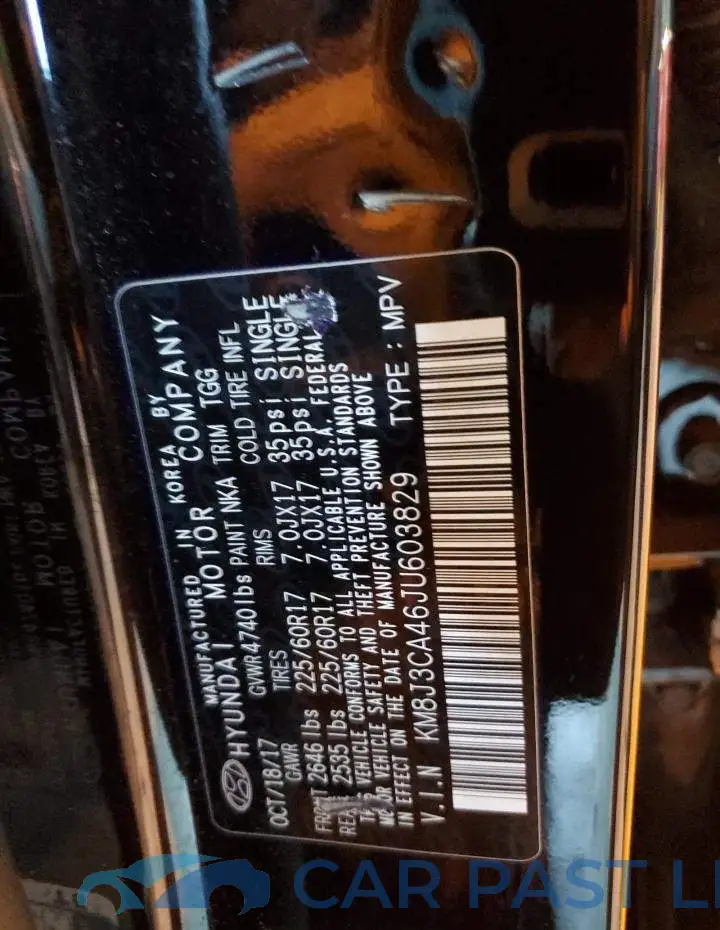 KM8J3CA46JU603829# 12
