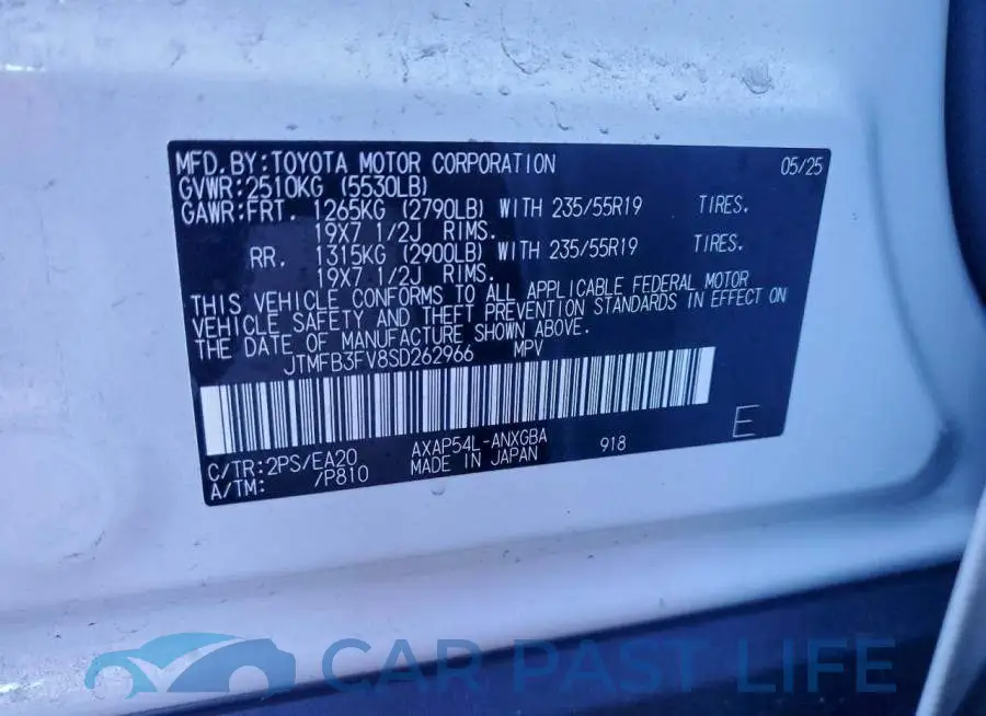 JTMFB3FV8SD262966# 14