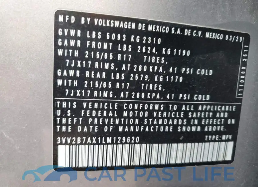 3VV2B7AX1LM129620# 13
