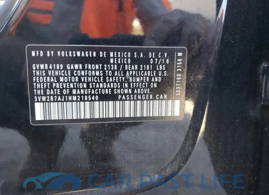 3VW2B7AJ1HM218540# 12