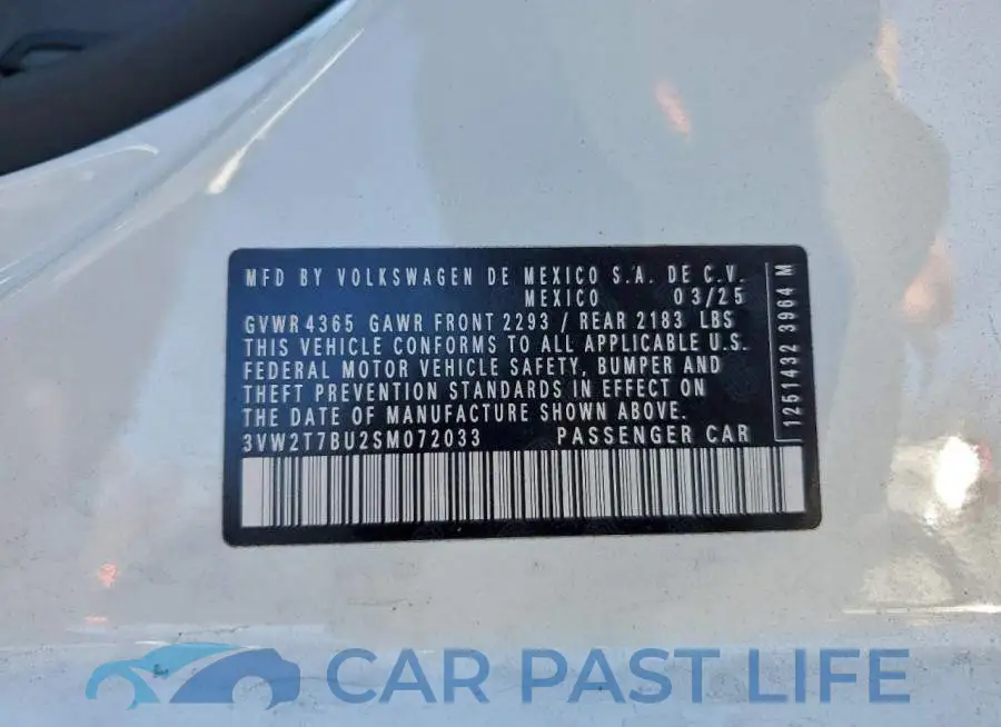 3VW2T7BU2SM072033# 12
