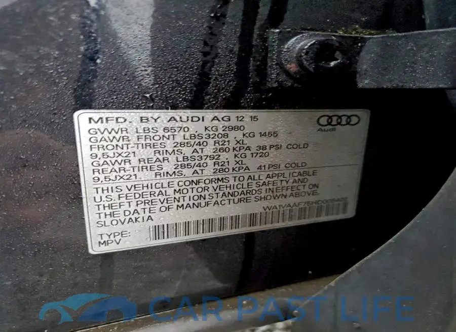 WA1VAAF75HD005402# 12