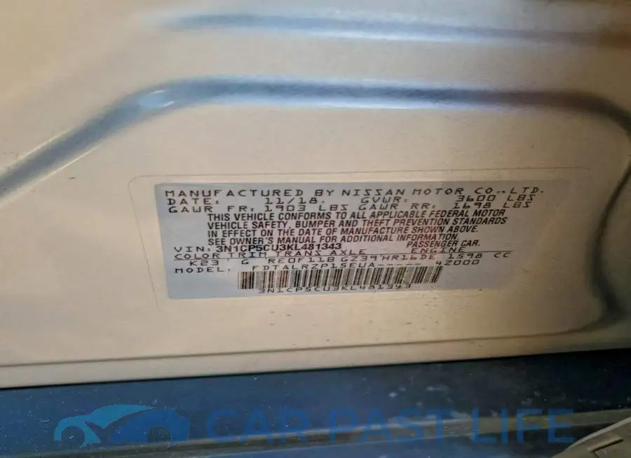 3N1CP5CU3KL481343# 12