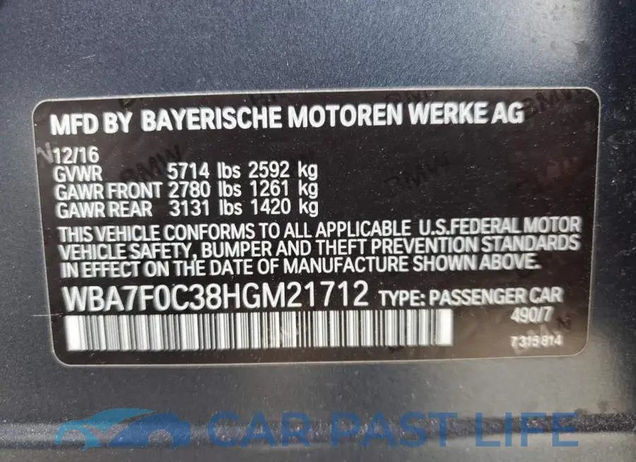WBA7F0C38HGM21712# 12
