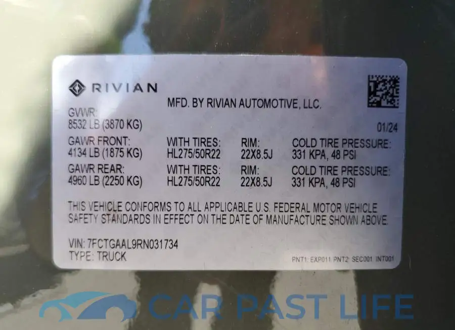 7FCTGAAL9RN031734# 12