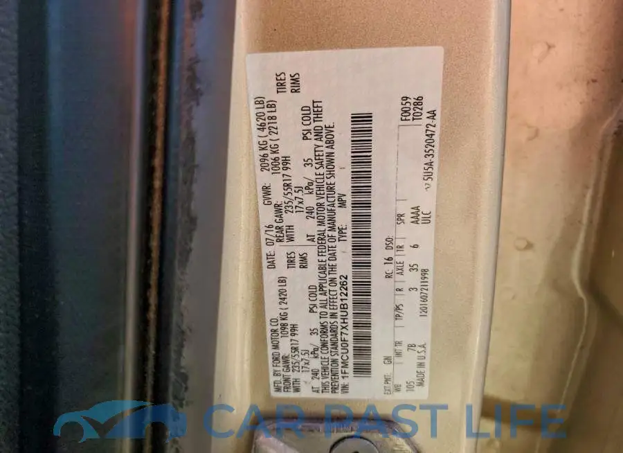 1FMCU0F7XHUB12262# 13