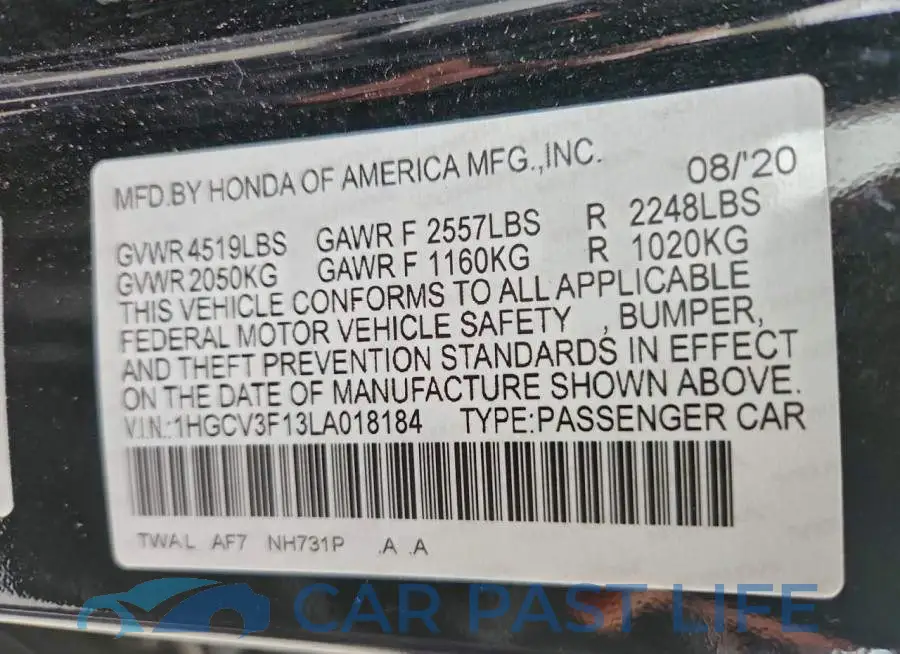 1HGCV3F13LA018184# 13