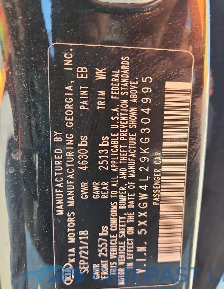5XXGW4L29KG304995# 12