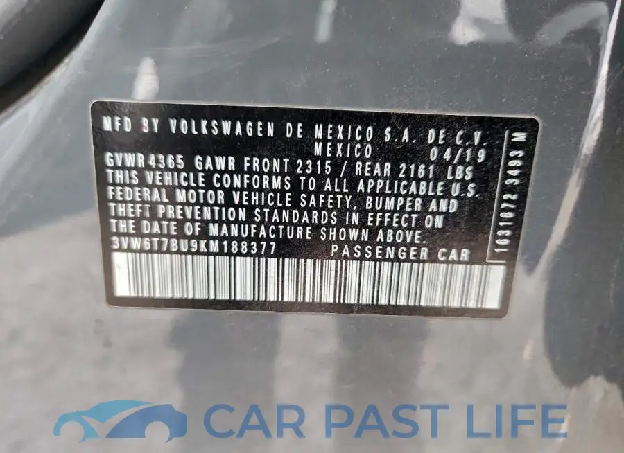 3VW6T7BU9KM188377# 12