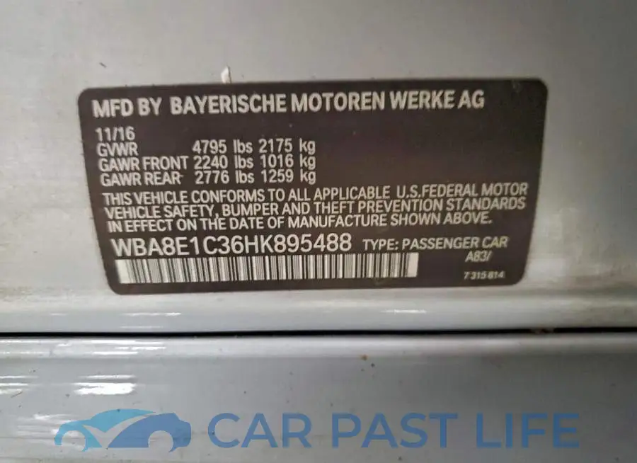 WBA8E1C36HK895488# 12