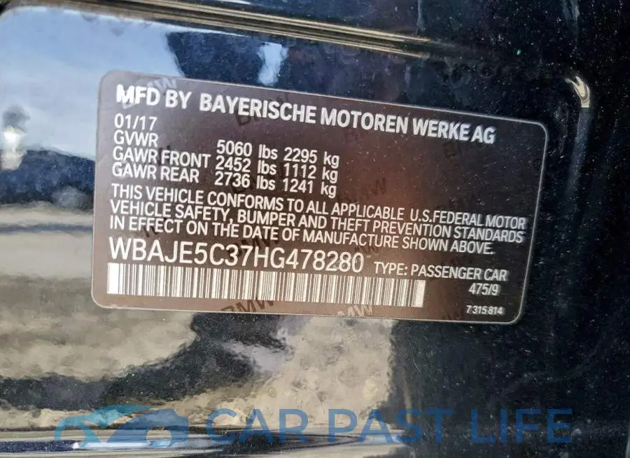 WBAJE5C37HG478280# 12