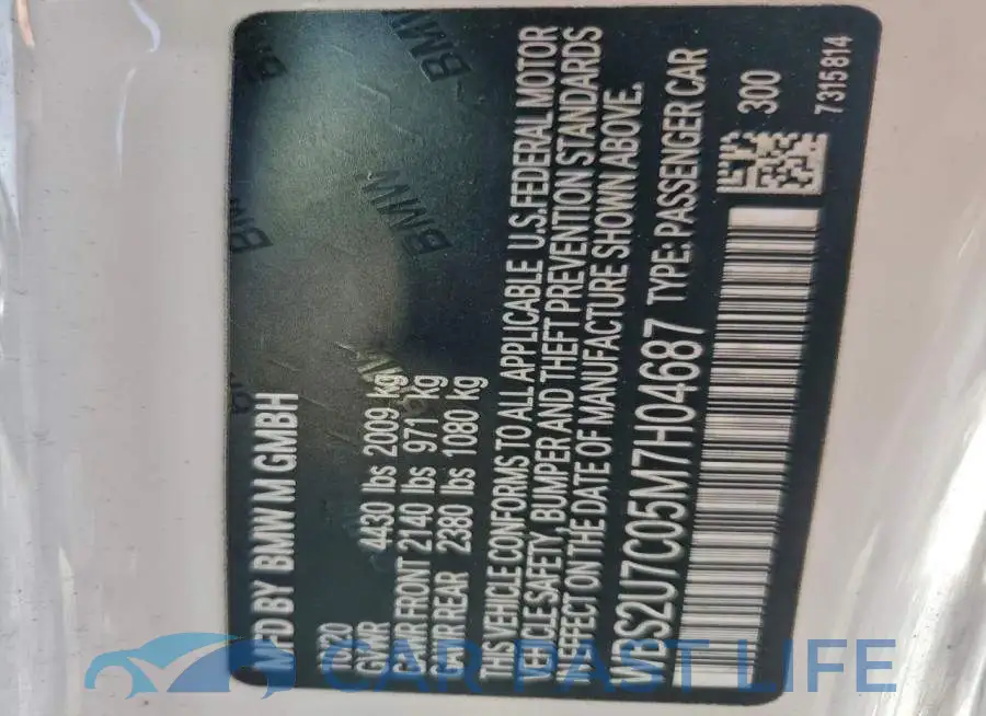 WBS2U7C05M7H04687# 13