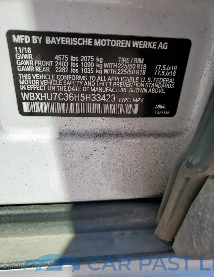 WBXHU7C36H5H33423# 12