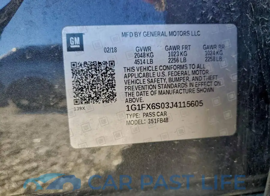 1G1FX6S03J4115605# 12