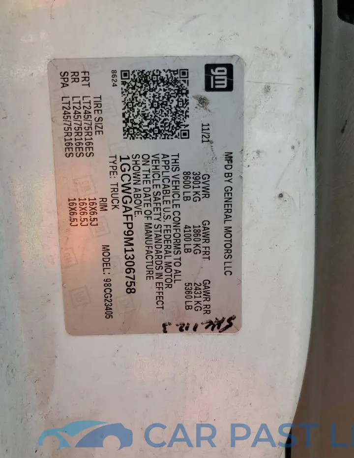 1GCWGAFP9M1306758# 13