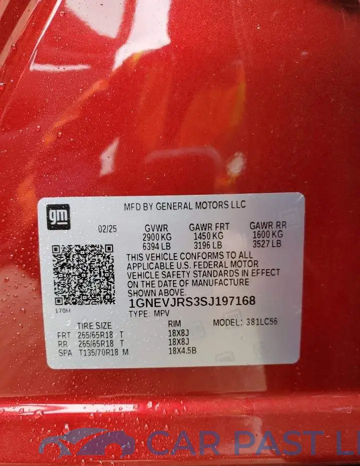 1GNEVJRS3SJ197168# 13