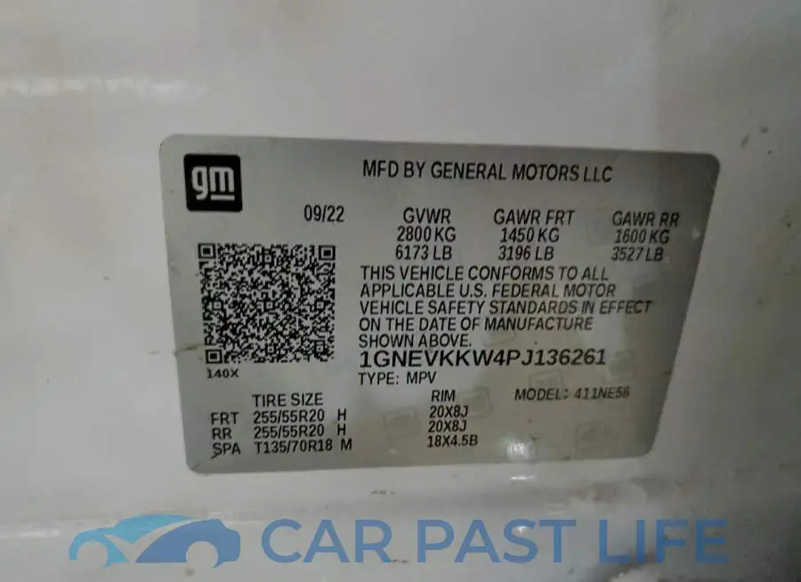 1GNEVKKW4PJ136261# 13