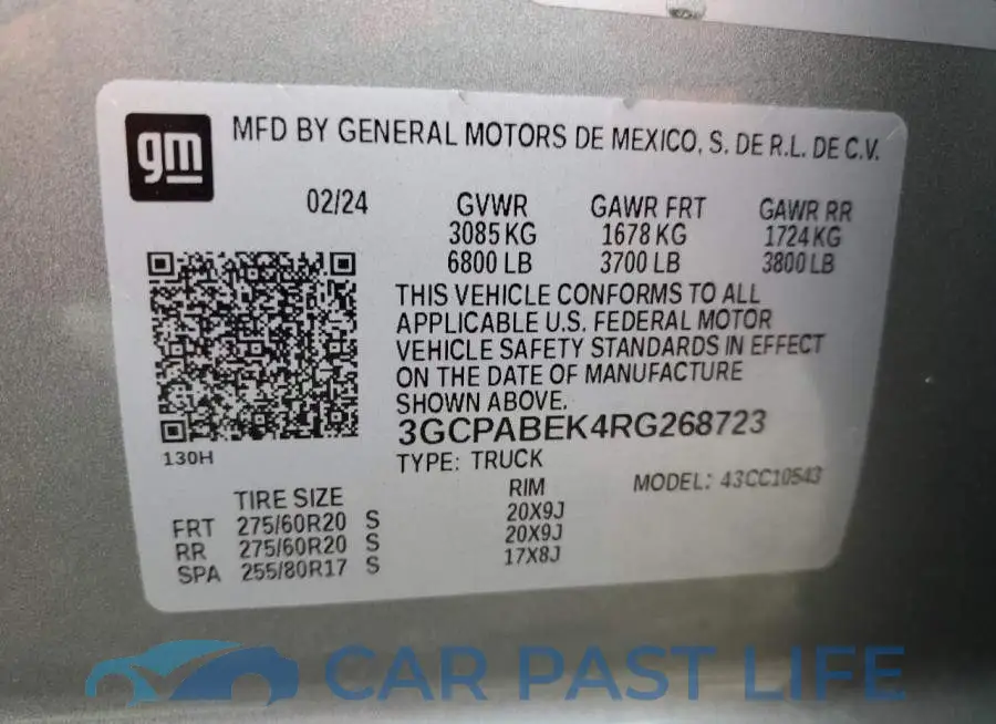 3GCPABEK4RG268723# 12