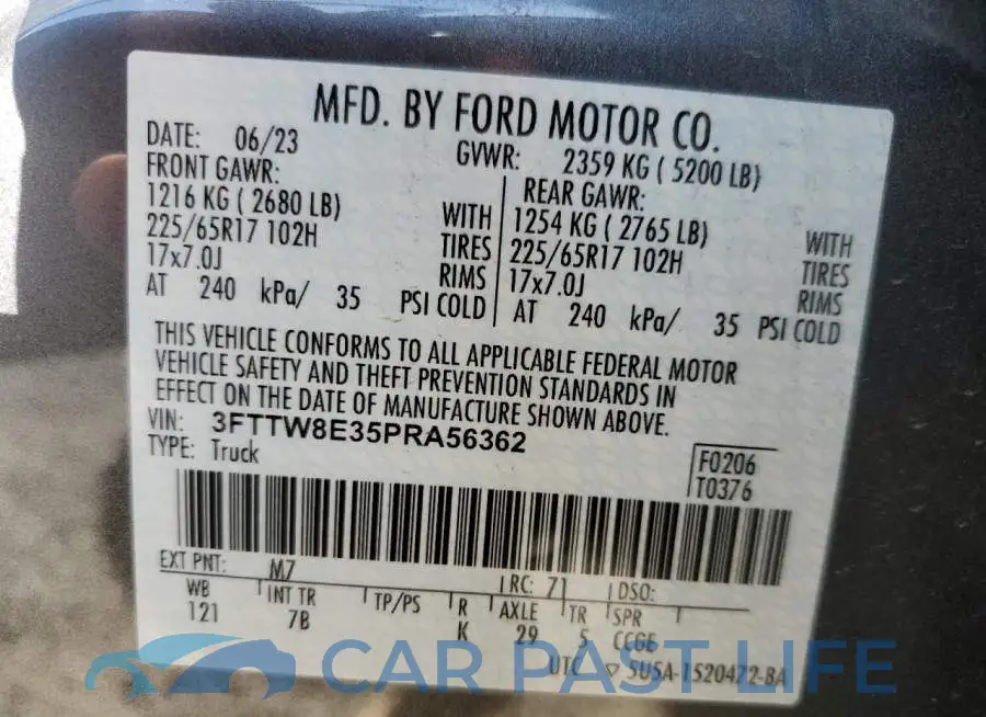 3FTTW8E35PRA56362# 12
